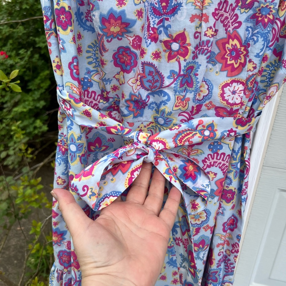 NWT Talbots Pretty Blues Multicolor Floral Lined MIDI Dress - Picture 4 of 6